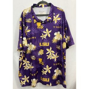 LSU Tigers‎ Holloway Golf Polo Shirt Hawaiian Print Stretch Mens Size 3XL